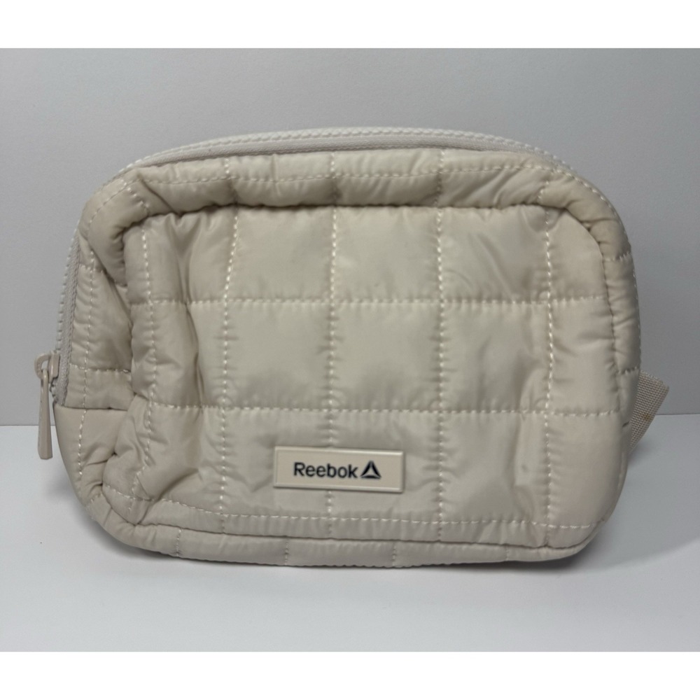 Reebok Quilted Beige Waist Fanny Pack Adjustable Size Hiking Walking Zip Bag